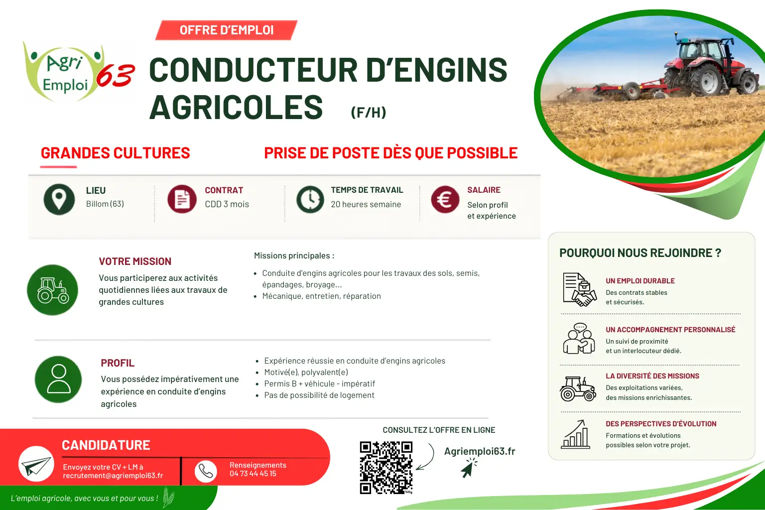 OFFRE D’EMPLOI Conducteur.trice d’engins agricoles F/H